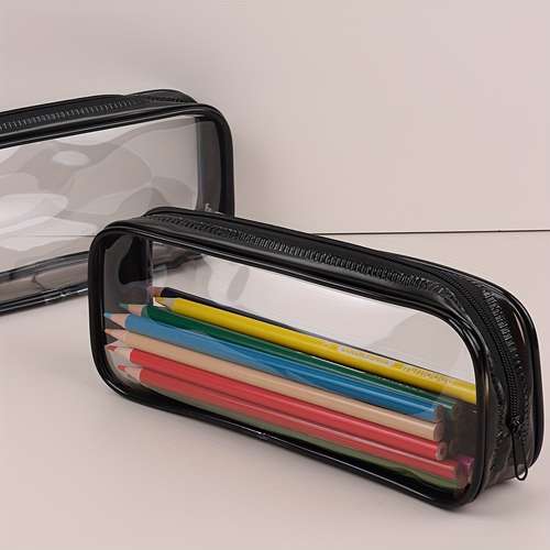 Portable Clear Pencil Pouches Zippered Pencil Cases Clear - Temu